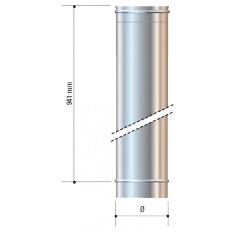 CORDIVARI Canna fumaria acciaio inox AISI 316L da 80 x 1000 mm (1 metro)
