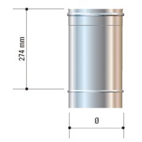 CORDIVARI Canna fumaria acciaio inox AISI 316L da 100 x 330 mm (33 cm)