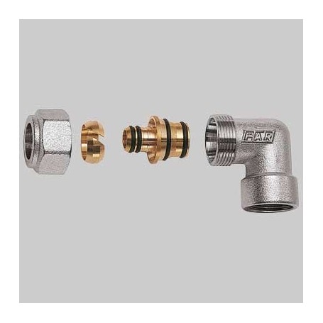 GOMITO FEMMINA CROMATO FAR COMPLETO 3/4 x 32 x 3 Tubo Multistrato